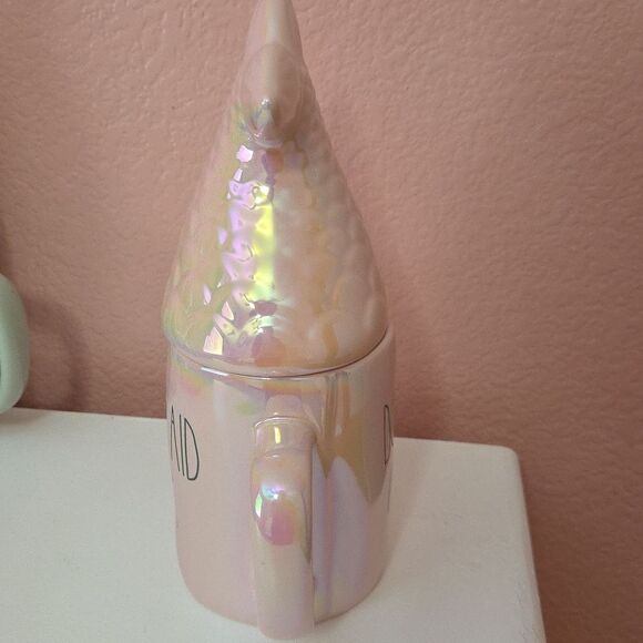 Rae Dunn Mermaid Hair Ceramic Mug With Tail Lid Irridescent - Picture 2 of 5